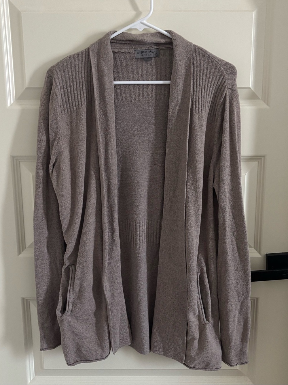 Barefoot Dreams CozyChic Ultra Lite Open-Front Ribbed Cardigan Sweater - Taupe - Picture 2 of 5
